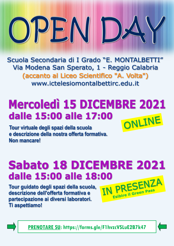 Locandina Open Day MONTALBETTI dicembre 2021